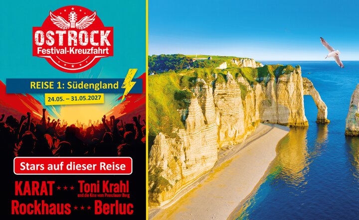 Ostrock-Festival-Kreuzfahrt 2027: Südenglands Juwelen (AIDAluna)