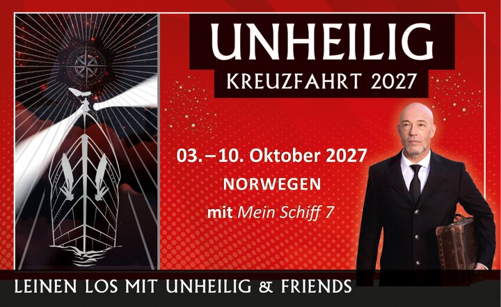 Unheilig-Kreuzfahrt 2027: Norwegens Fjorde, Bergen & Kopenhagen (TUI Mein Schiff 7)