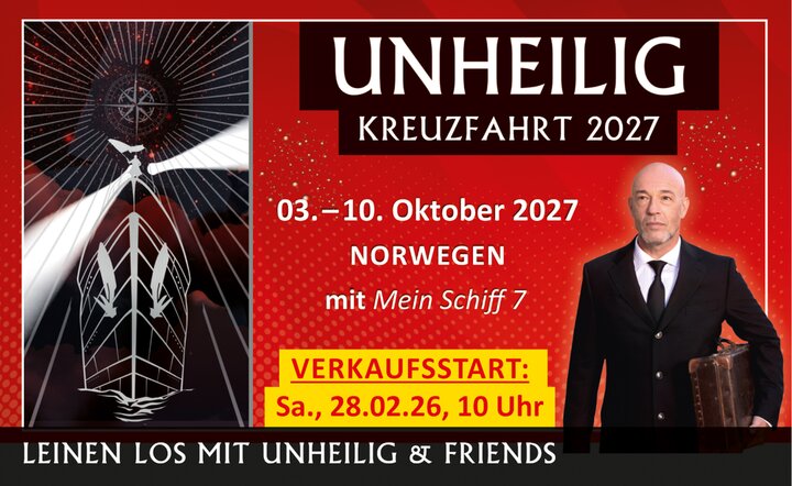 Unheilig-Kreuzfahrt 2027: Norwegens Fjorde, Bergen & Kopenhagen (TUI Mein Schiff 7)