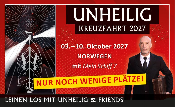 Unheilig-Kreuzfahrt 2027: Norwegens Fjorde, Bergen & Kopenhagen (TUI Mein Schiff 7)