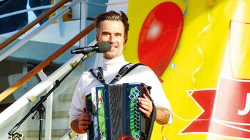 Entertainer Florian Silbereisen sorgte beim Frühschoppen für ausgelassene Stimmung.